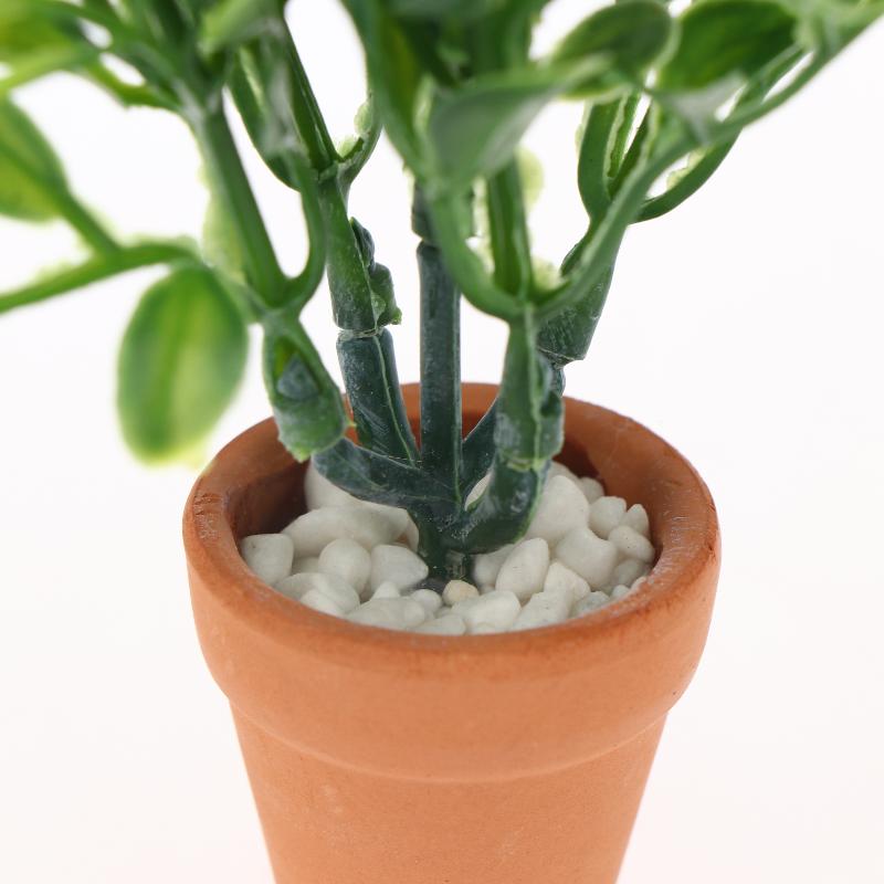 Miniature White Flower Green Plant Potted Ornament Dollhouse Mini Bonsai Model Decoration Micro Scene Layout Pography Props