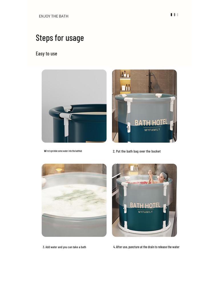 Thick Disposable Plastic Bath Bag for Round Tubs - Foldable Liner