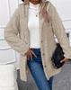 2026 Women's Solid Color Plush Hooded Sweatshirt with Diamond Pattern Design