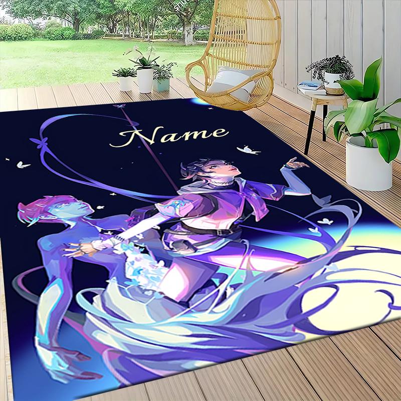 Custom Name Rainbow Fox Adventure Carpet Rug Customizable Soft Washable Anti-Slip Home Living Room Sofa Mats Personalized Rug. 0909161