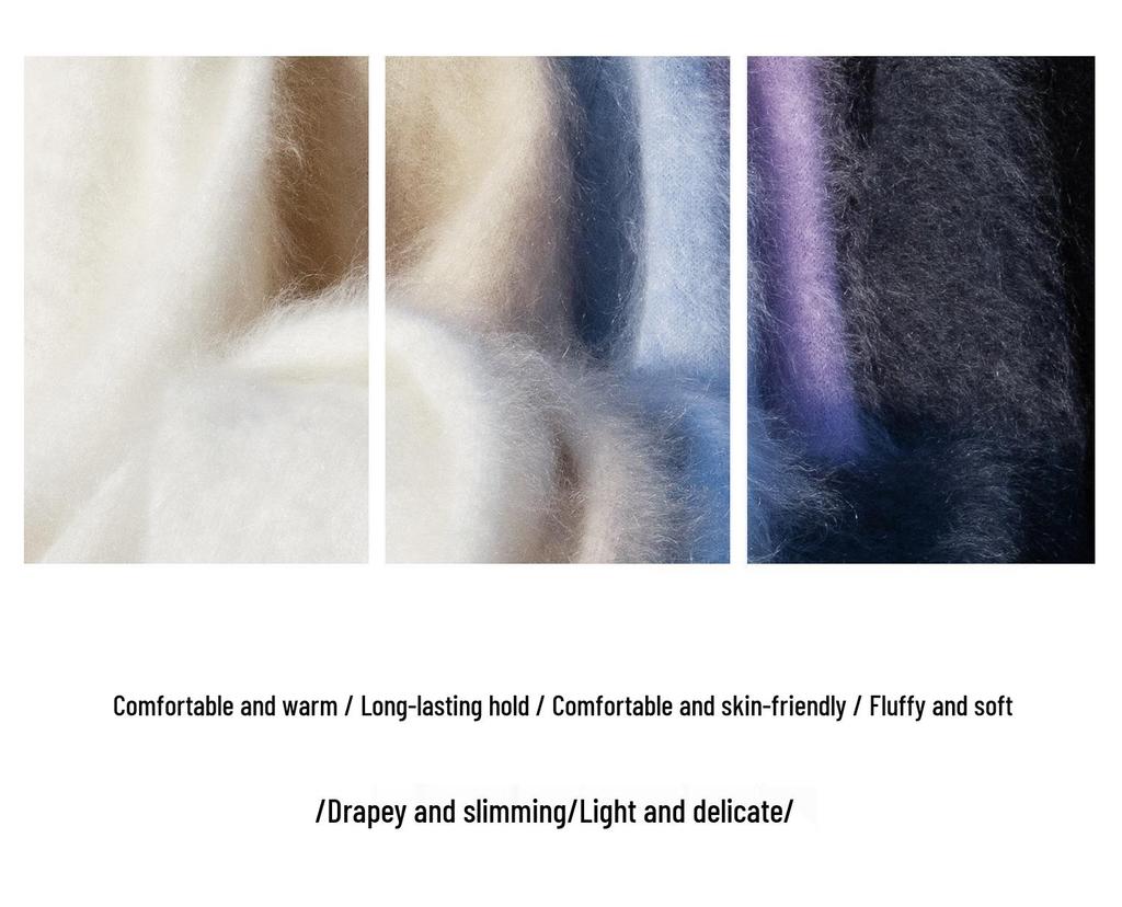 Women's Flocked 100% Cashmere Sweater: Stylish Round Neck Knit Cardigan for Autumn/Winter