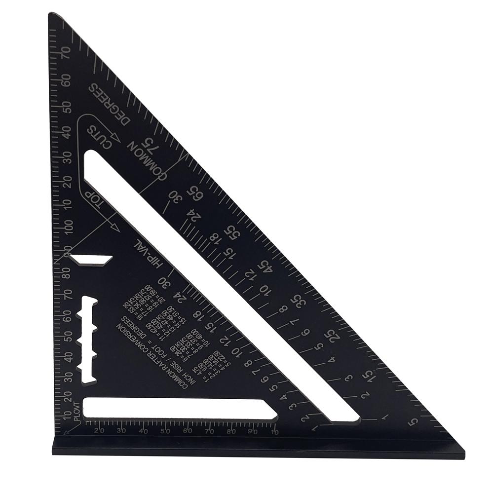 Aluminum Alloy Triangle Rulers 90 Degrees 45 Degrees Set Square 7in Black Metric Square Ruler