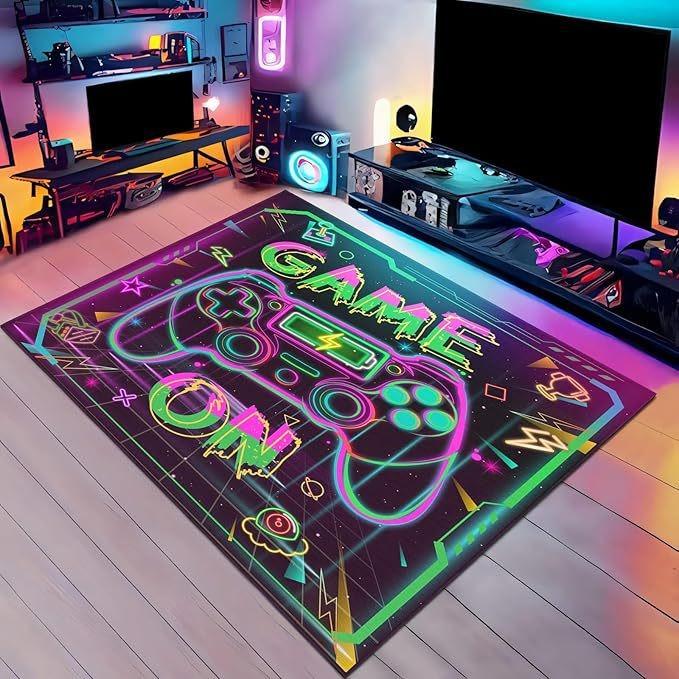 Neon Game Console Carpet E-sports Room Decoration Carpet Washroom Floor Mat Rugs for Bedroom Carpets for Living Room