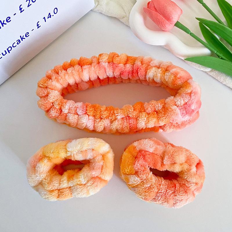 Chic Tie Dyed Soft Warm Coral Fleece Headbands for Women Ladies Spa Yoga Dress Up Washing Face Hairbands Turban Head Wears