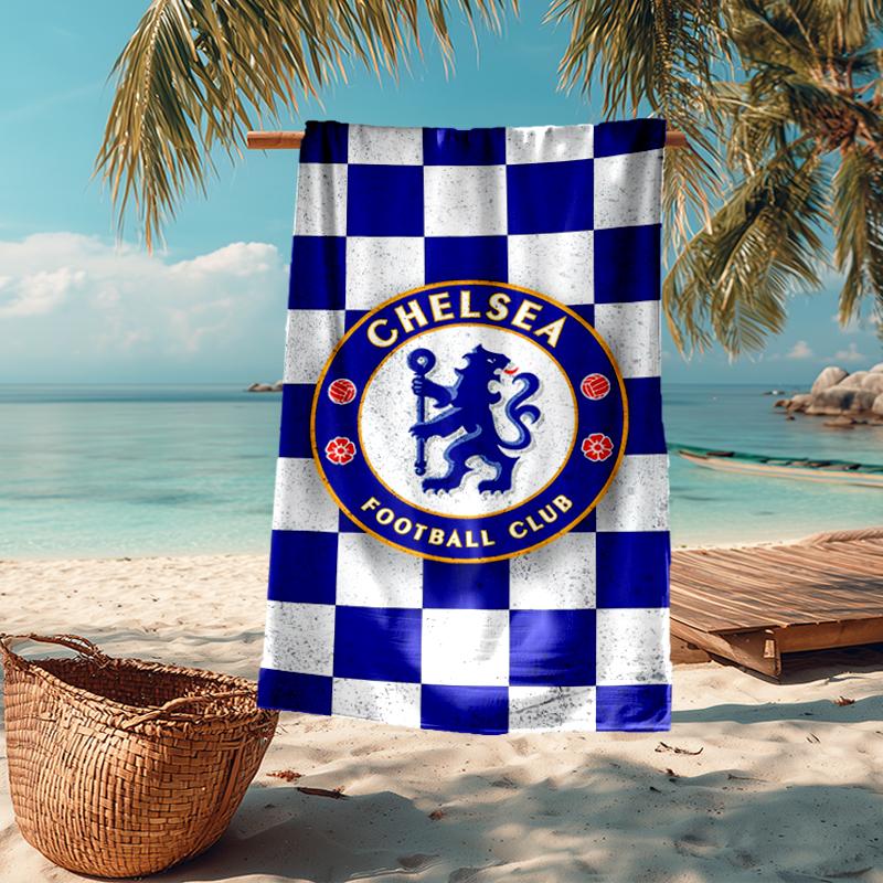Ultra-Soft Beach Towel with Chelsea Football Club Theme,Ideal for Pool - Camping, Diving - Perfect Travel Essential, Vibrant Beach Towel.