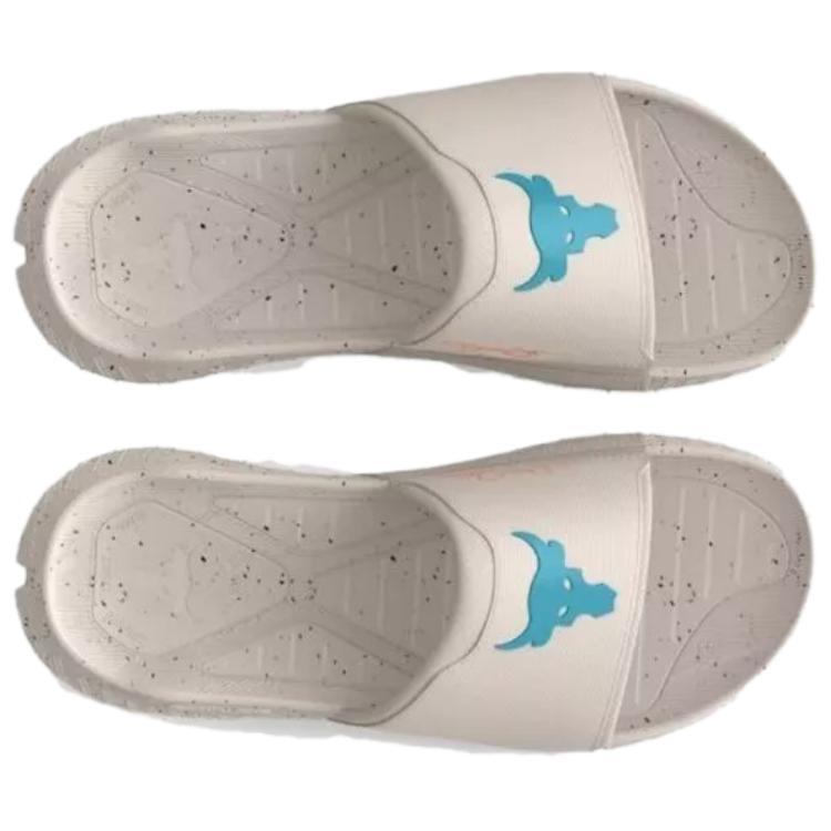 Under Armour Project Rock 3 Slide Grey Matter Blue Surf Men Sneakers 3026034-101