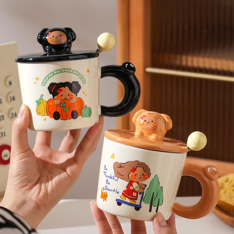 Ceramic Cup Cover with High Value Home Office Couple Water Cup Gift Box Creative Souvenir Gift Mug