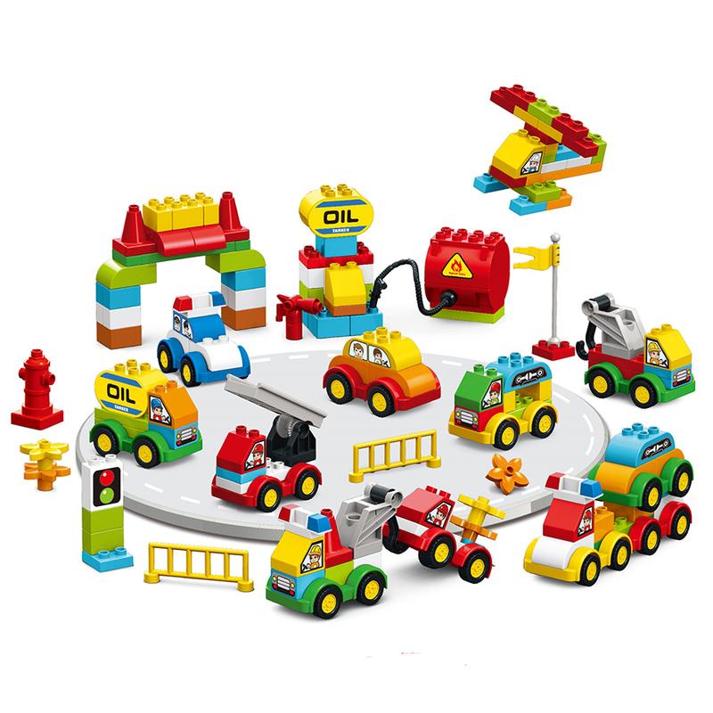Large Particles Duploed Car Squad Building Blocks DIY City Cars Educational Bricks Kids Toys For Children Gift