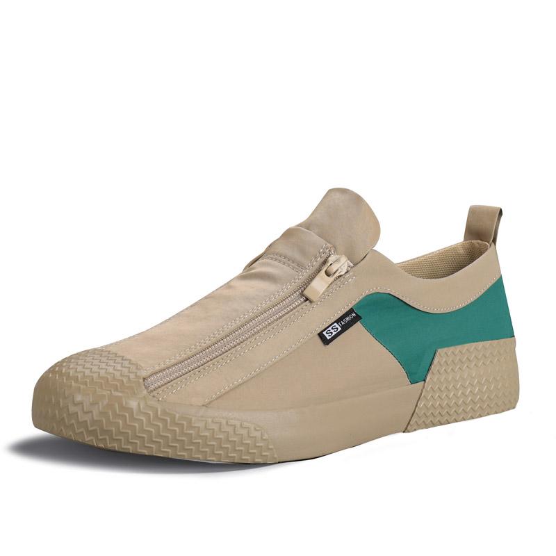 Holfredterse Newest Mens Vulcanize High Quality Casual Flat Canvas Breathable Sneakers Zip Shoes Espadrilles Skateboard Shoes 20846