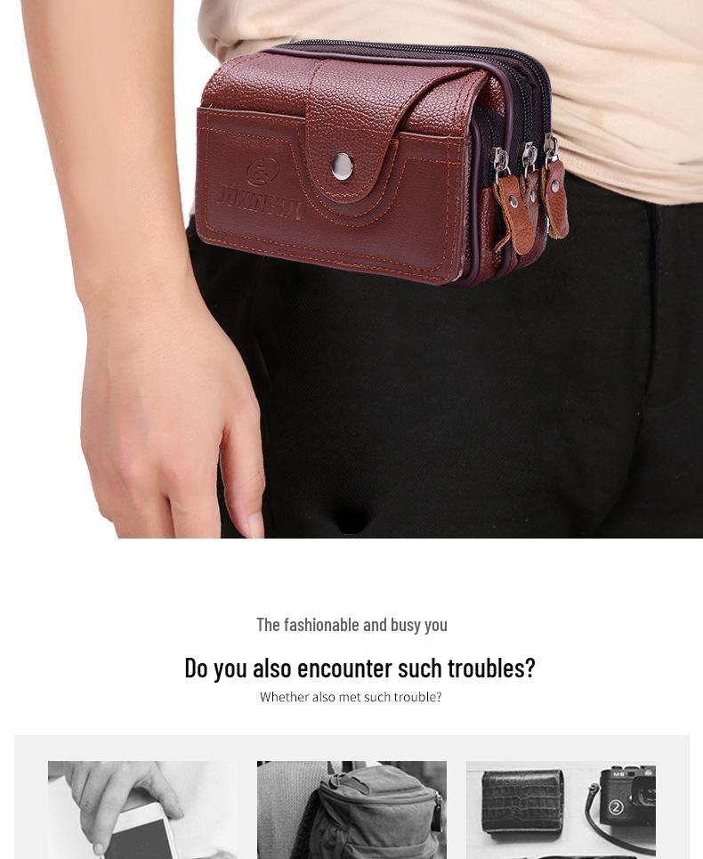 Cross-Border Men's Waterproof Anti-Theft Phone & Coin Belt Waist Pack