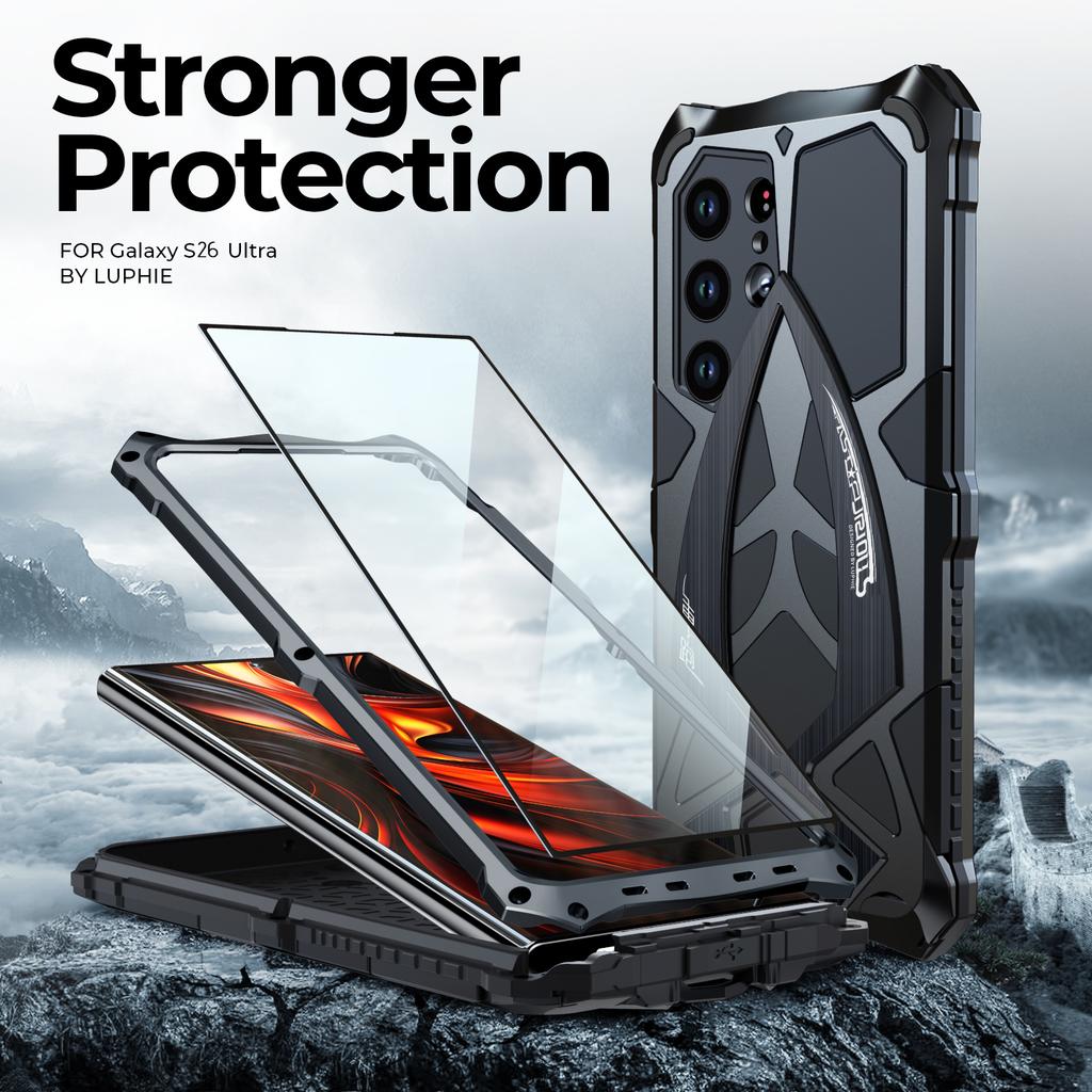 For Samsung Galaxy S26 Ultra Rugged Phone Case Military Grade Shockproof Armor Cover Shell Metal Silicon Fundas