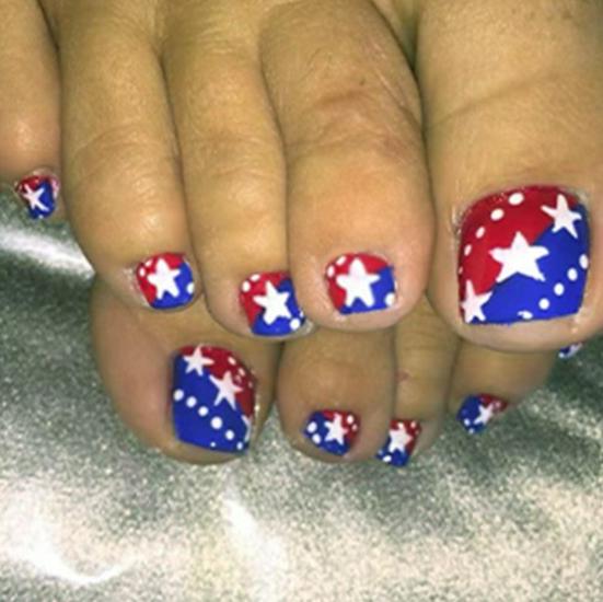

Independence Day Starry Polka Dot Press-On Nails - Short Square Toenails