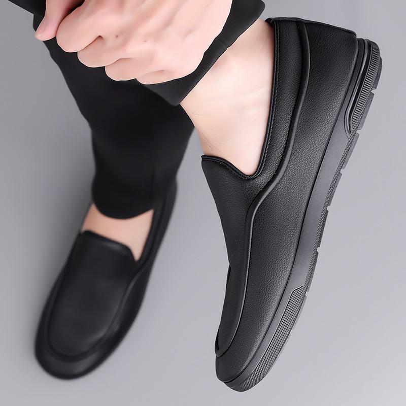 Fashion Men Loafers Lightweight PU Leather Business Shoes Man Sneakers One-step British Low-top Casual Shoes Fashion Work Moccasin Shoes