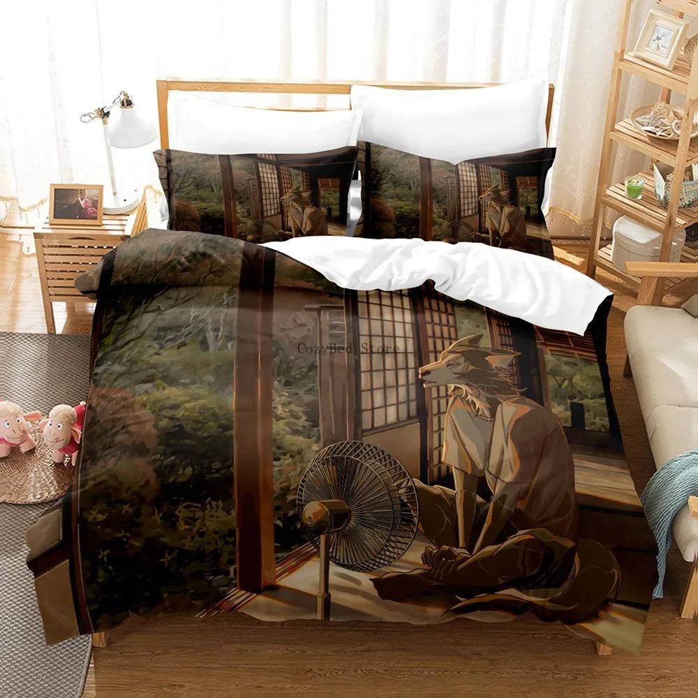 Set Biancheria da Letto Beastars per Bambini Copri Piumino Anime Pacchetto Copripiumino Biancheria da Letto Misura Singola Misura Matrimoniale Misura King Misura Singola Dimensioni Dropshipping