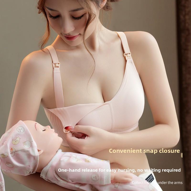 Nursing Bra for Breastfeeding & Pregnancy, Push Up Anti-Sagging Side Support Maternity Bra for Postpartum Women