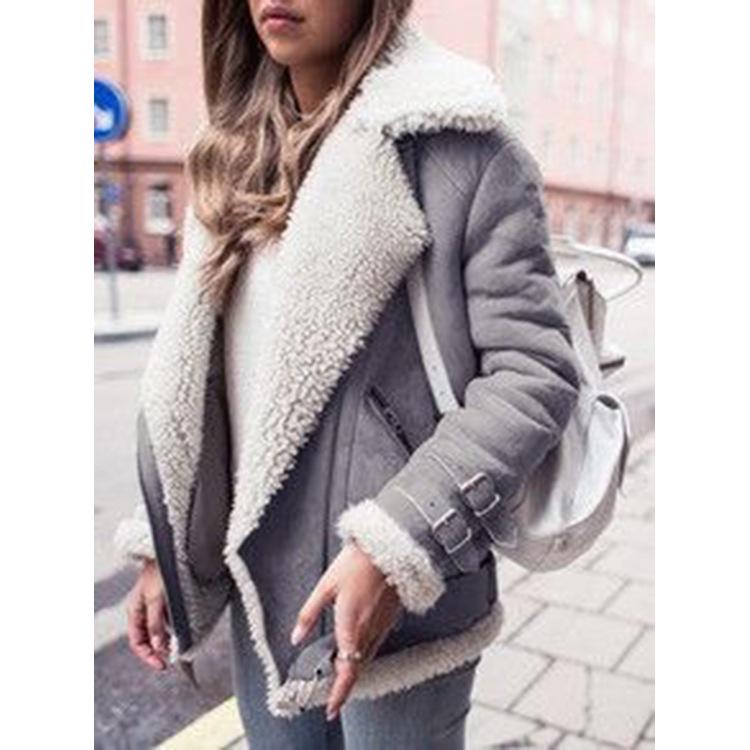 Women's Deerskin Motorcycle Jacket with Lamb Wool and Cotton Fur