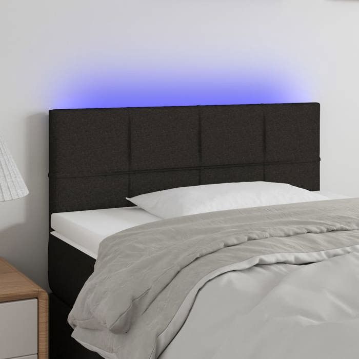 VidaXL Tête de Lit à LED Meuble de Chambre à Coucher Accessoire de Lit Simple Tête de Cadre de Lit Intérieur Noir 3121604