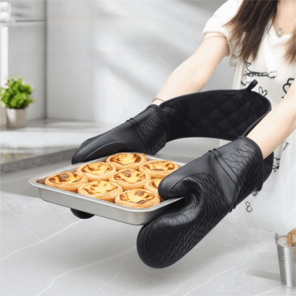 Waterproof Silicone Oven Mitts Insulated Barbecue Handschoen Thick Baking Hand Gloves  Baking