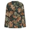 Moda Donna Top Casual a Maniche Lunghe con Scollo Rotondo e Spacco sull'Orlo con Stampa Foglia Morta