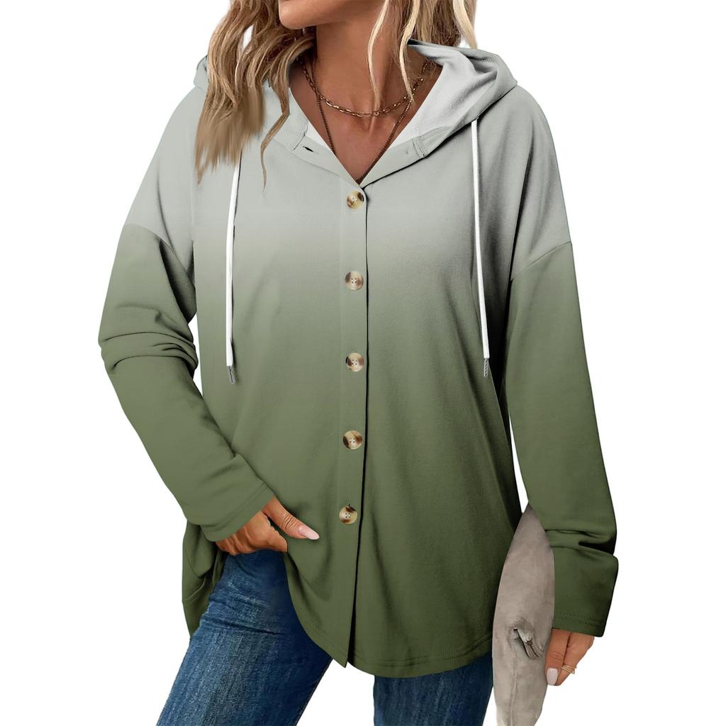 Damenmode Lässiger Raglan Langarm Kordelzugmantel, Vintage geknöpfter Kapuzenmantel