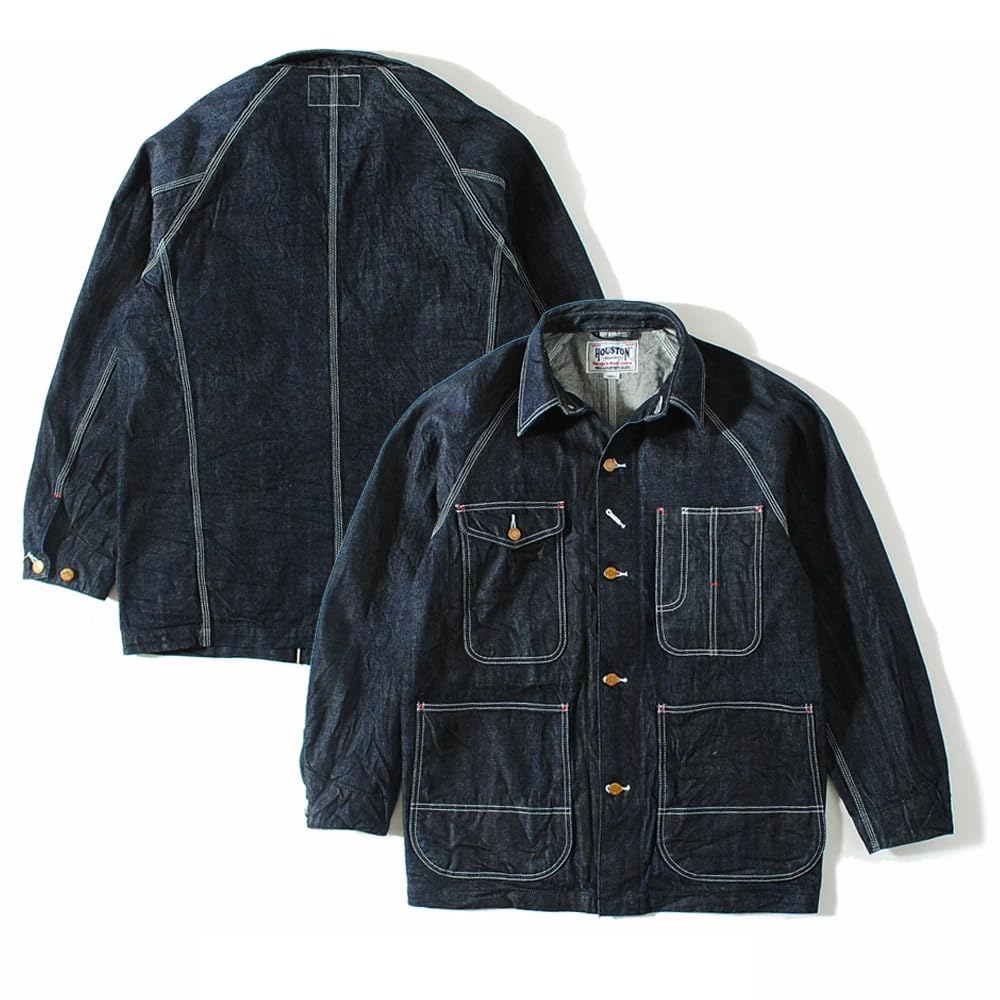 

14oz Denim Coverall Selvedge Denim Made in Japan Denim Jacket One [Houston] 40 s-50 s Men s (JP, Alphabet, L, Wash)