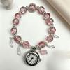 Handmade Bracelet Watch with Flower Pendant Quartz Watch New Chain Watch  for Women Girls