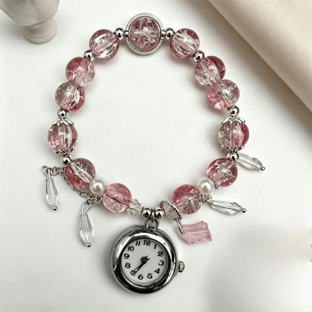 Handmade Bracelet Watch with Flower Pendant Quartz Watch New Chain Watch  for Women Girls