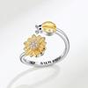 Adjustable Open Spinner Ring For Women With Zircon Stress Relief Anxiety Soothing Jewelry Rotatable Band Gift