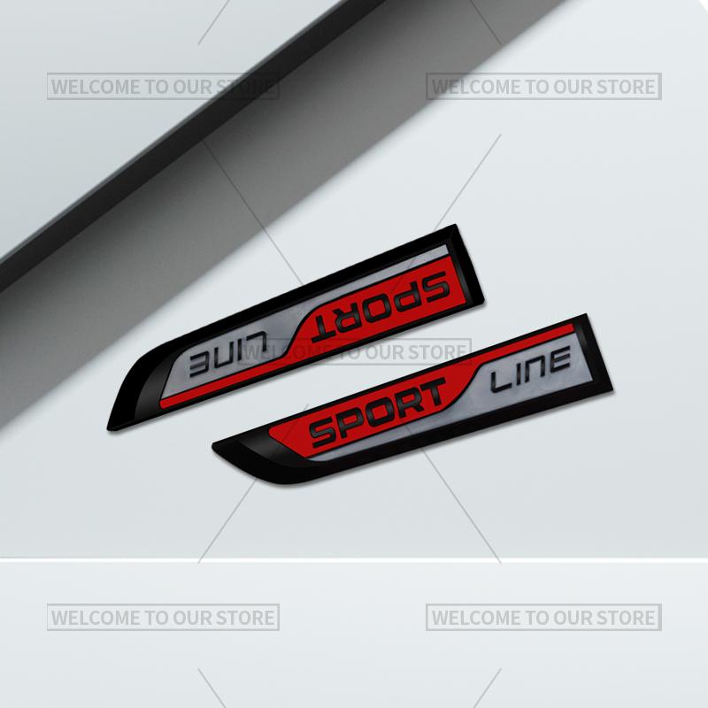 3D Car Styling Sport Line Emblem Side Badge Metal Stickers Rear Trunk Decals For Skoda Citigo Octavia Kodiaq Kamiq Yeti Fabia RS