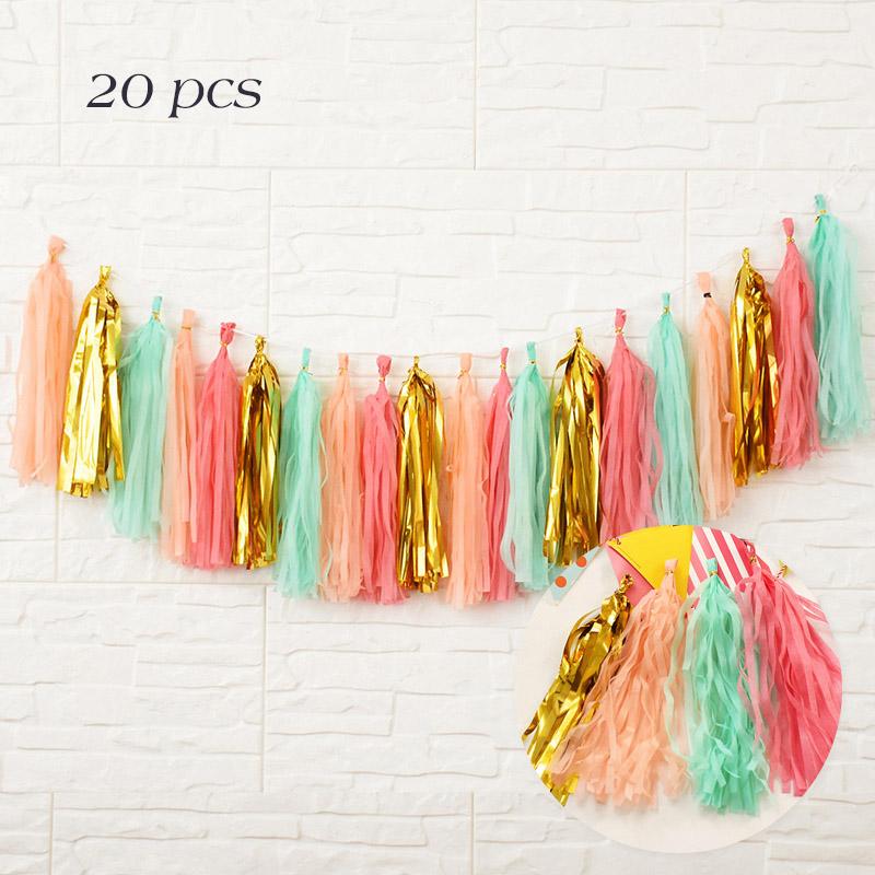 Wedding Party Decoration Color Paper Tassel Garland Bride To Be Birthday Decor Baby Shower Girl Slingers Mermaid Party Supplies