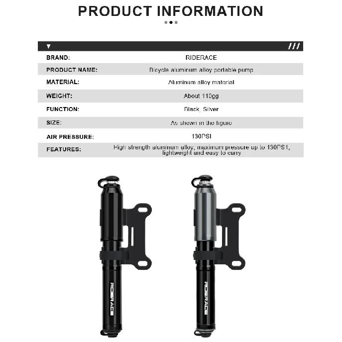 Portable Bike Pump With Hose Aluminum Alloy Bicycle Hand Air Pump Presta Schrader Valve Hand Inflator Cycling Accessories