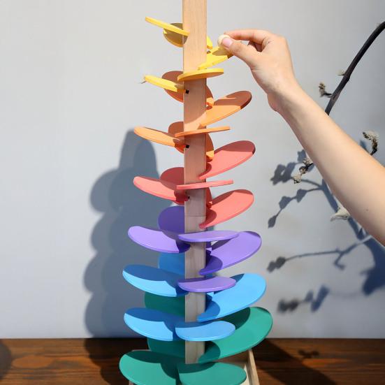 Marble Run Sound Tree Toy Children Wooden Fine Motor Skills Tree with 10 Balls Toddlers Boys Girls Educational Musical Tree Toy