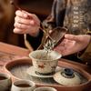 Dunhuang Flying Apsara Flint Red Ceramic Gaiwan Tea Set