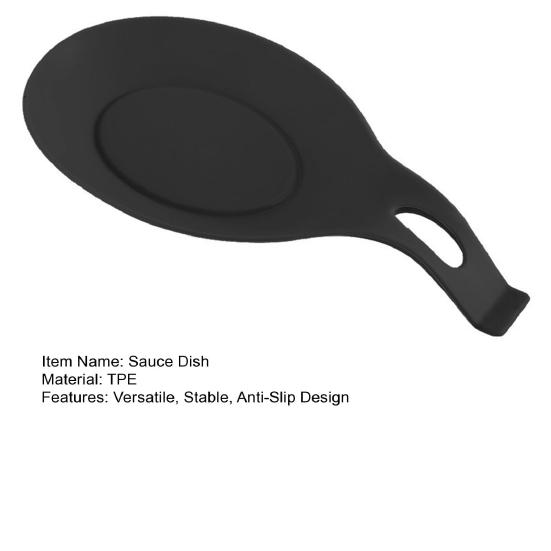 2-in-1 Silicone Sauce Dish Spoon Rest Food-Grade TPE Non-slip Chopstick Rest Plate Kitchen Condiment Dish for Dipping Sauces Home Travel