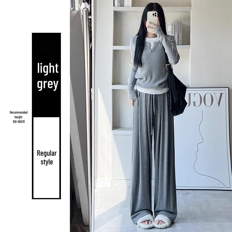 

Женские осенние 2024 трикотажные брюки с широкими штанинами в японском стиле, имитация кашемира Small