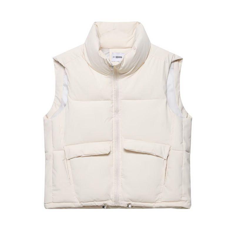 Araltay New Arrival Fashion Style Women's Clothing Fashion All-Match Minimalist Pure Color Sleeveless Turtleneck Cotton-Padded Jacket Vest Coat