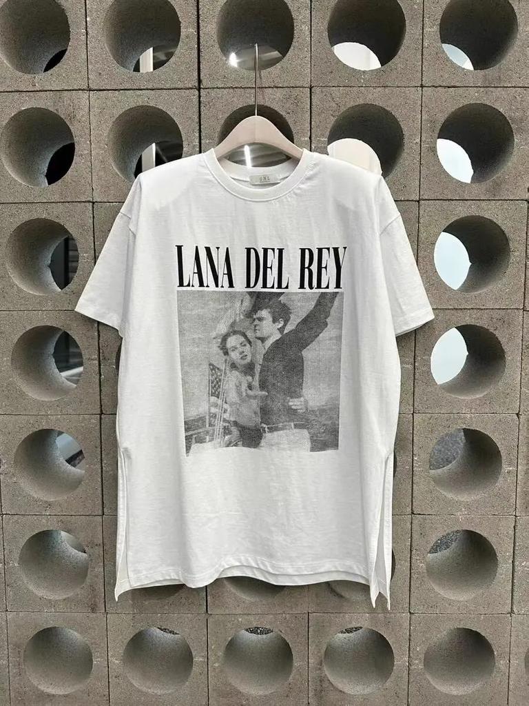 2024 Summer Men Women Cotton T-Shirt New Lana Del Rey Ldr Sailing Tan Print Tops Tees Male Fashion Clothing Harajuku Streetwear