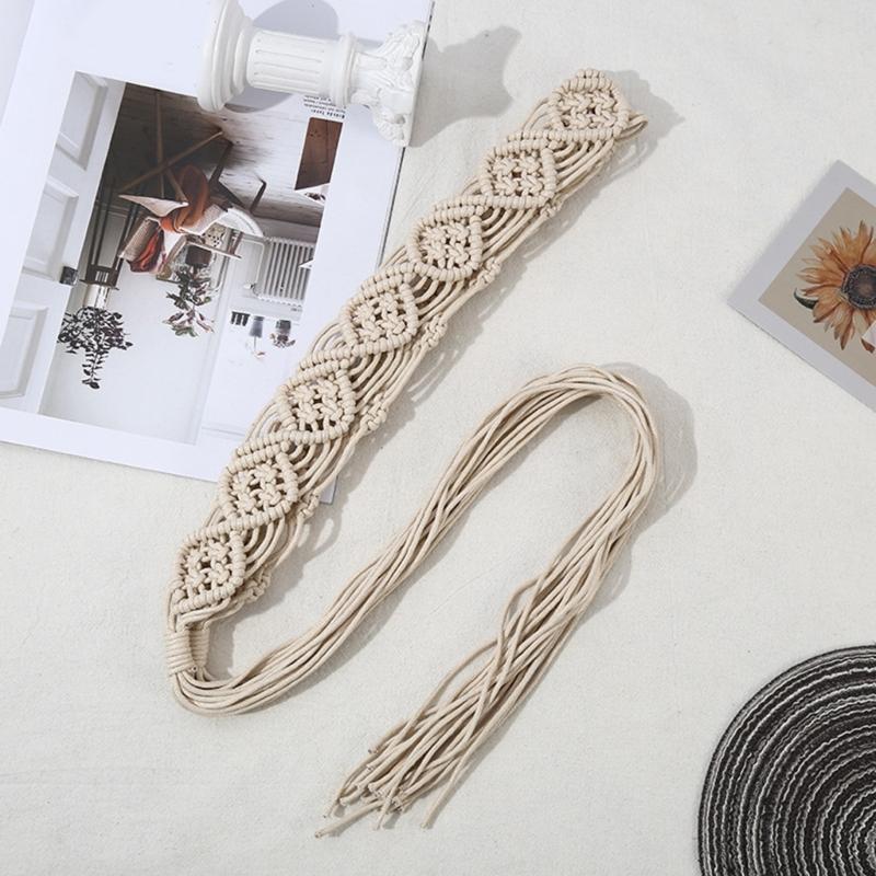Women Decorative Wax Rope Belt Bohemian Fringed Belt Girl Dress Accessories Ethnic Waiststrap Female Waist Ornament