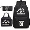 3 Piece School Backpack Set for Students Large Capacity Oxford Cloth Schoolbag with Shoulder Strap and Pencil Case