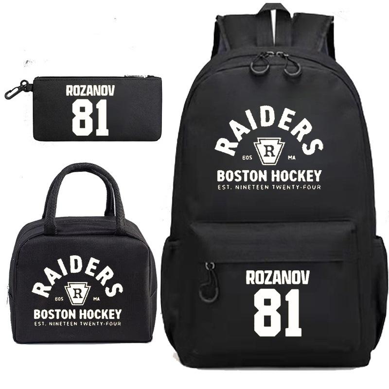 3 Piece School Backpack Set for Students Large Capacity Oxford Cloth Schoolbag with Shoulder Strap and Pencil Case