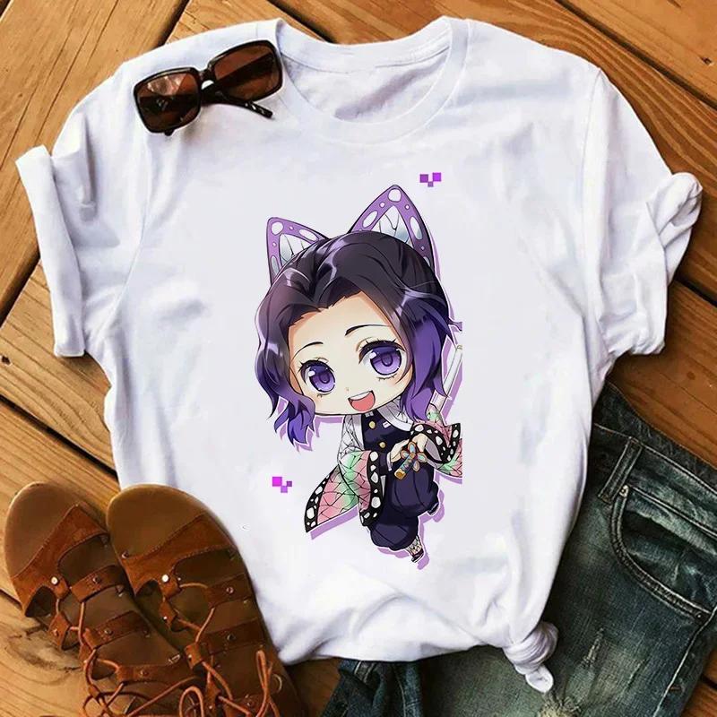 Kimetsu No Yaiba Kamado Nezuko Tričko s grafickým potiskem Ženy Harajuku Estetické bílé topy Tričko 2021 Dámské tričko japonského stylu