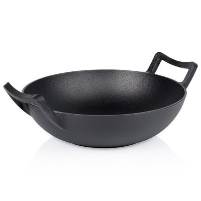 Wok żeliwny głęboka patelnia do smażenia i duszenia dań azjatyckich 32 cm