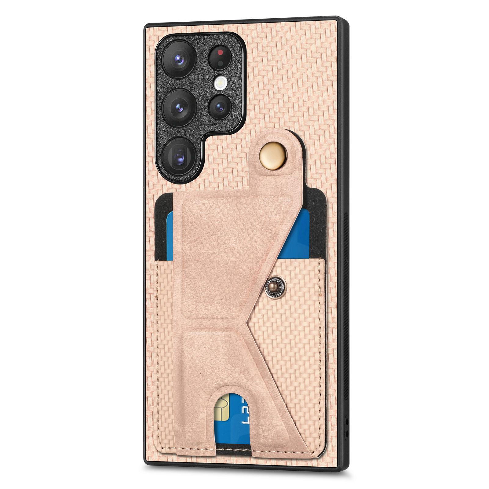 Kartenfach Ständer Brieftasche Handyhülle Für Samsung Galaxy S23 Ultra S21 S22 Plus Note20 A54 A14 A34 A23 A52 Magnetischer Halter Abdeckung For Note20Ultra khaki