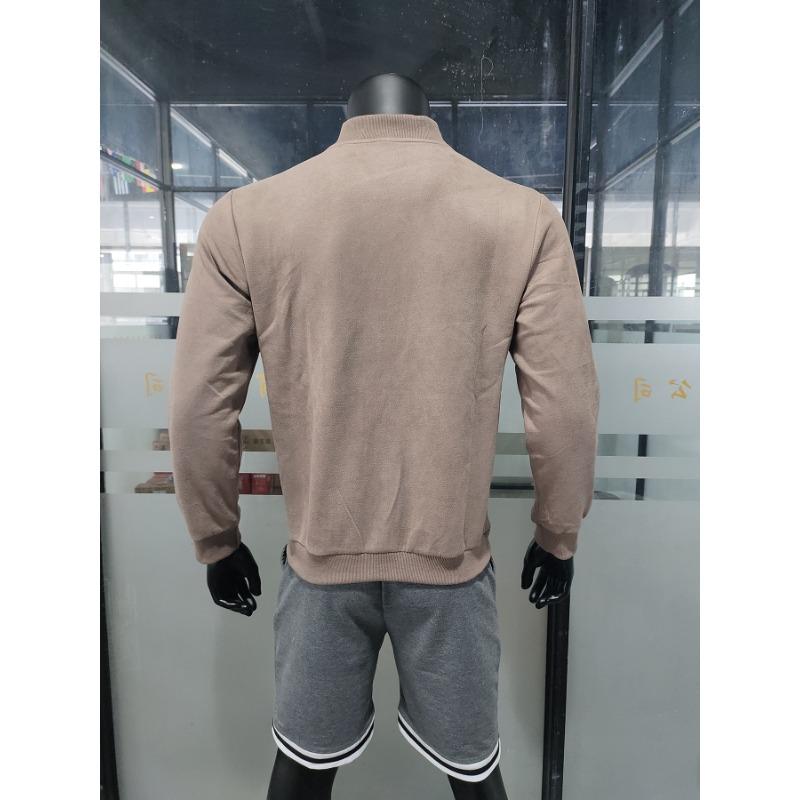 Autumn Casual Retro Long Sleeved Cardigan Jackets Suede Solid Color Zipper Men’s Jacket