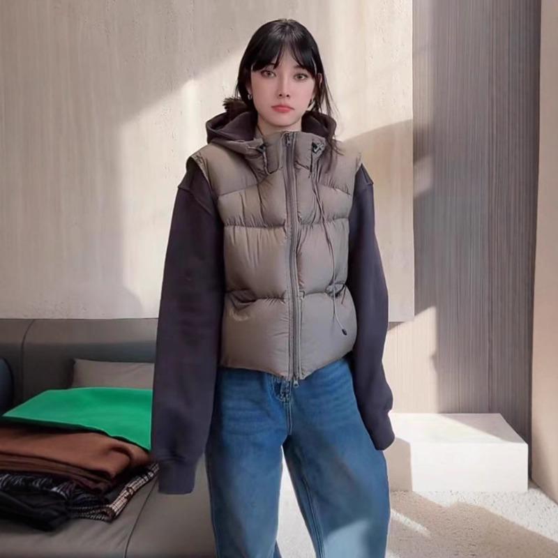 Women S Hooded Vest Casual Warm Short Outerwear Loose Fit