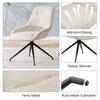 [Set of 2] 360° Swivel Dining Chair with White Fabric Cover: Black Lacquered Metal Frame with Four Legs, Suitable for Modern Dining Areas.
