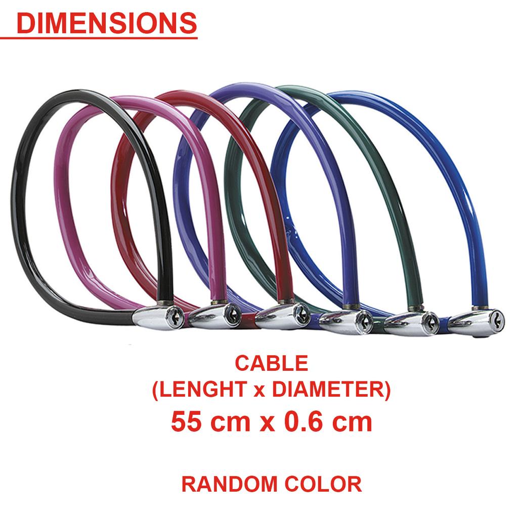 Master Lock Bike Lock Cable, 2 Keys, 55 cm x 6 mm, Random Color