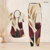 Women Plus Size V Neck Short Sleeve Scrub Set Wine Glass Leaf Abstract Art Print Nurse Uniform Set
