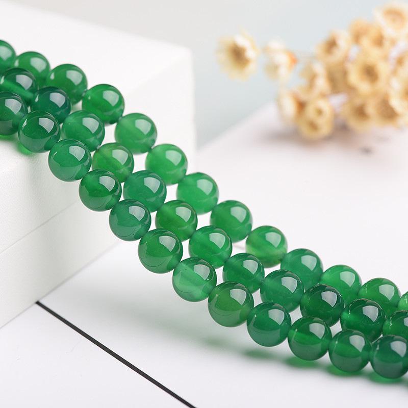 Natural Green Agate Loose Beads for DIY Jewelry Making 