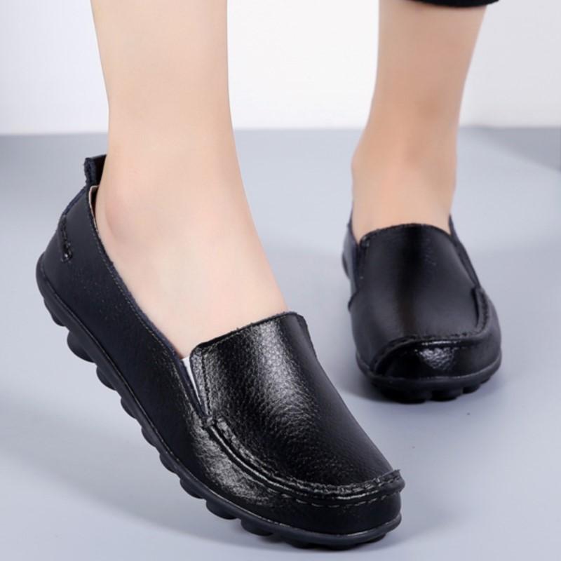Women Flats Genuine Leather Fashion Footwear Women Shoe Moccasins Shoes Women Slip On Flat Shoes Soft Plus Size Tenis Feminino